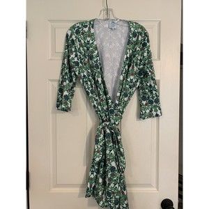 Tracy Negoshian Size Medium Green Floral Baroque Pattern Wrap Dress